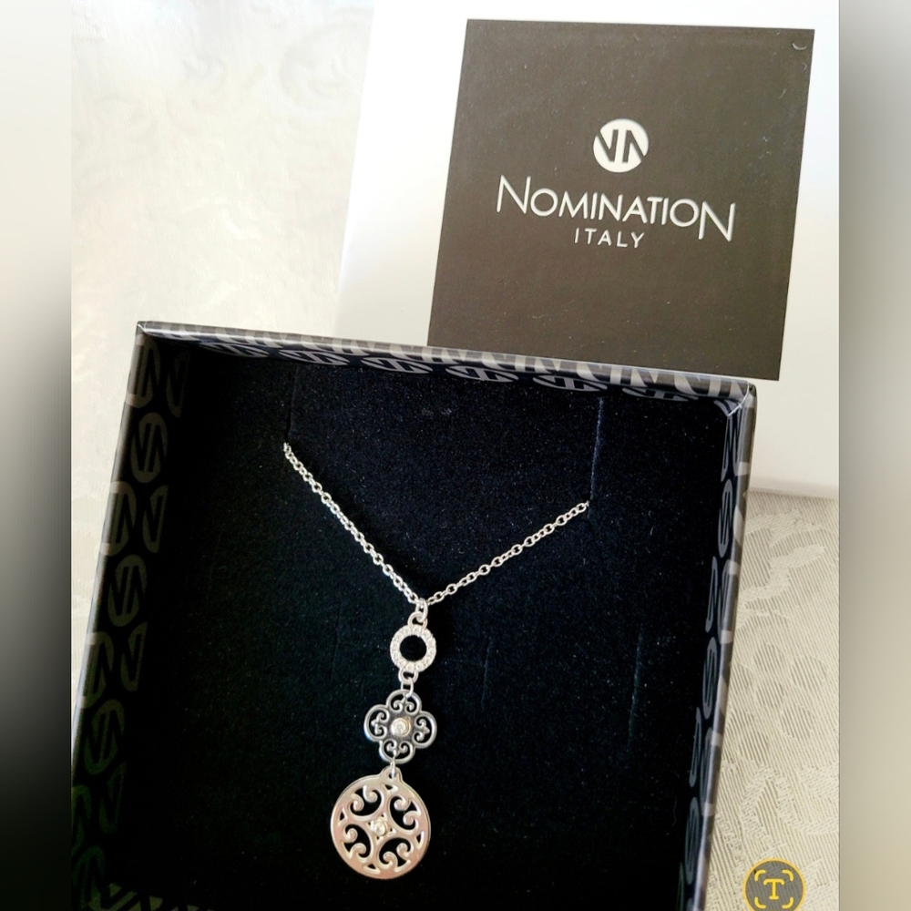 NEW IN BOX! NOMINATION ITALY Stainless CZ 3-Tier Dangle Necklace!